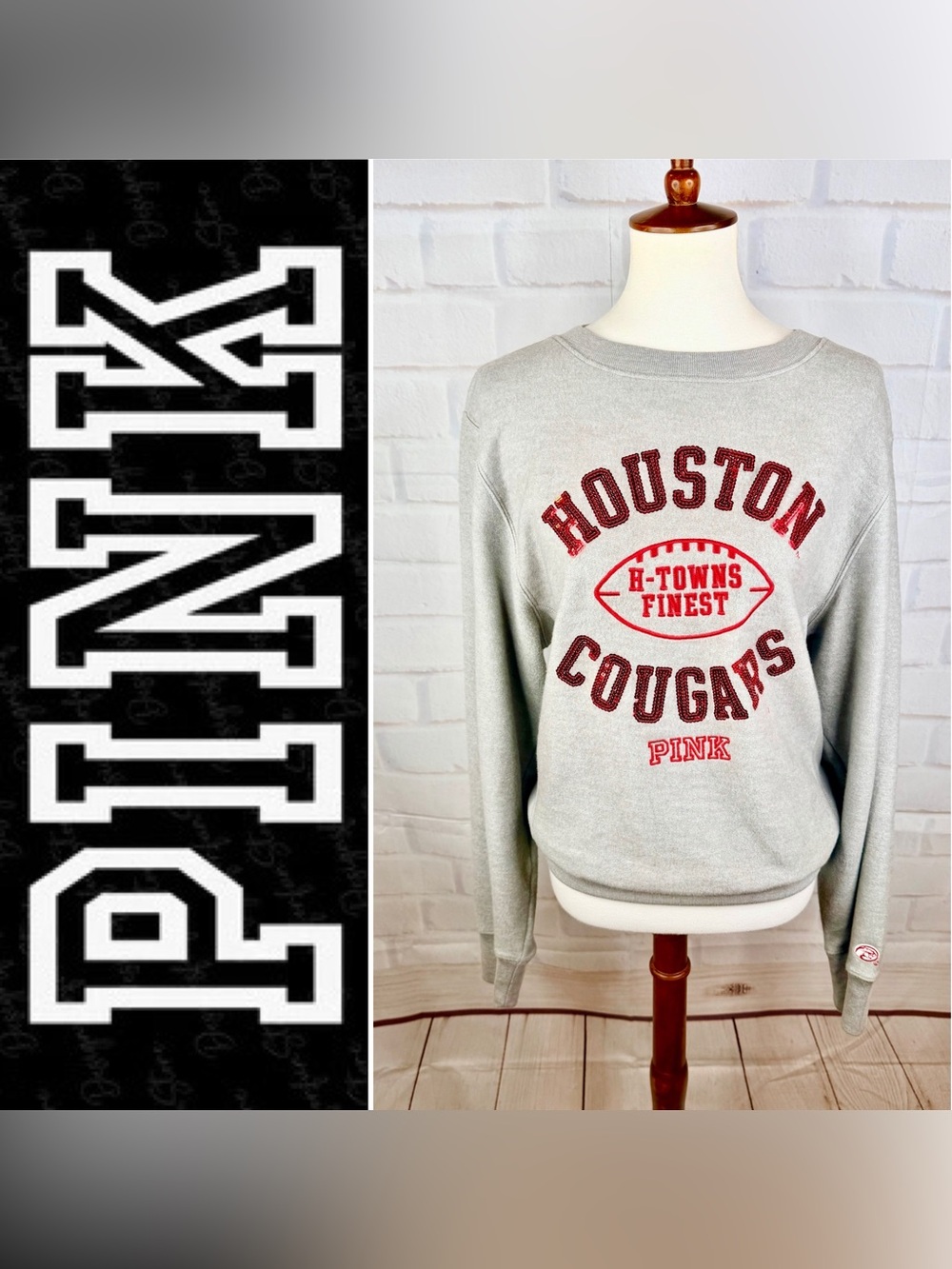 { PINK Victoria's Secret } UH Houston Cougars Sequin & Embroidered Sweatshirt